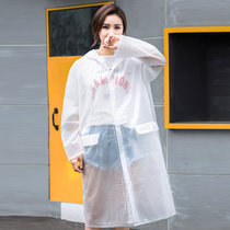 驰动成人雨衣EVA时尚雨衣白色XL码 加厚透气孔反光条非一次性雨衣男女士长款带帽