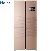 海尔（Haier）冰箱 十字对开门 458升双门家用 四门多门 风冷无霜变频静音家用BCD-458WDIAU1(粉金 458)