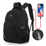 瑞世（SUISSEWIN） 双肩包 商务笔记本电脑包 15.6英寸USB可充电背包 大容量防泼水书包 SN9923黑色(黑色)
