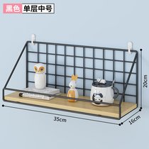 墙上置物架免打孔寝室床头书架壁挂式床上铺宿舍收纳神器浴室架子(黑-升级中号【强力贴+无痕钉】❤高性价比)