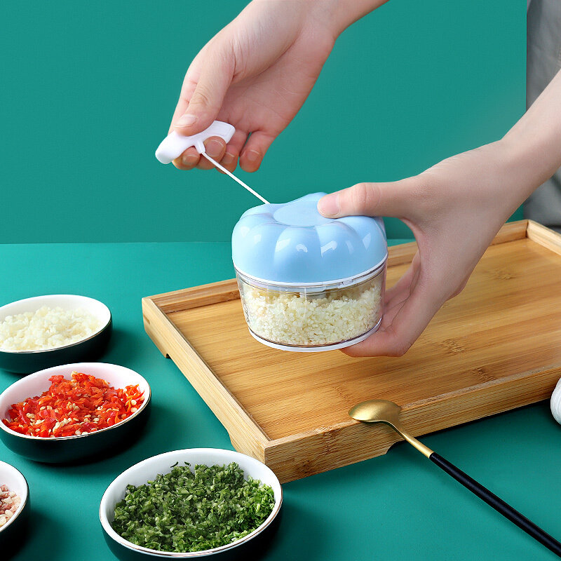 器手动蒜泥器磨蒜蓉小型压蒜器搅蒜器碎菜器厨房切菜器蓝色花型蒜泥器