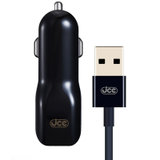 jce C53U系列高效安全双USB车载充电器 配锌合金充电数据线 适用三星，小米等 优雅黑