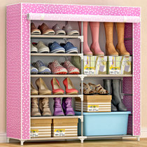 索尔诺 双排加大鞋柜防尘防潮8格鞋柜可放靴子自由组装储物架 0602CX(粉色圆点 0602)