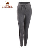 Camel/骆驼运动女款针织长裤 透气弹力时尚印花健身长裤 A7S1X6143(深灰色 S)