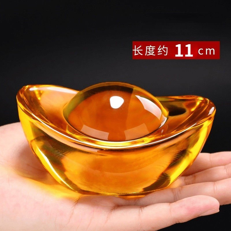 工艺摆件招财进宝水晶元宝接财神爷金元宝摆件家庭转运摆件镇宅风水