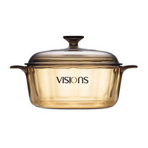 美国康宁VISIONS双耳汤锅精彩透明玻璃锅耐高温琥珀色汤锅0.8L-5L(琥珀色 2.2L)