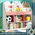 儿童书架收纳架一体落地实木置物架飘窗幼儿园绘本架简易移动书柜(木塑-大号-白粉-无抽)