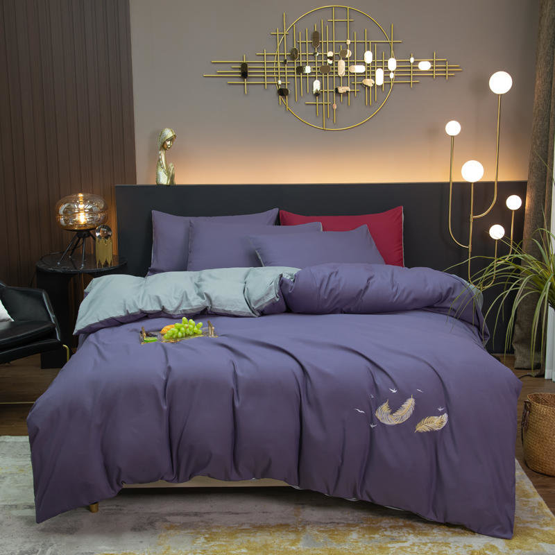 床品件套磨毛床上四件套春秋简约床单被套四季通用床