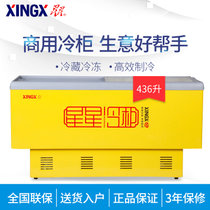 星星(XINGX) 436升商用岛柜 单温全冷冻冷柜卧式双门冰柜黄色1.8米上冷藏下冷冻双温 黄色 SD-436Bp