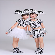 六一节儿童动物服演出服幼儿园舞蹈牛奶歌牧场小乖乖奶牛表演服装(150cm)(帽子)