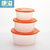 康溢保鲜盒 塑料圆形带盖冰箱食品保鲜碗 微波用小中大号三件套(橙色三件套 默认版本)