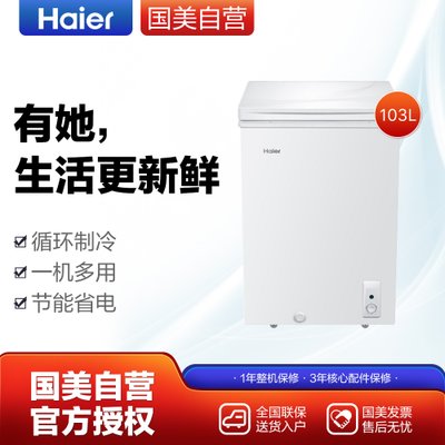 海尔（Haier） BC/BD-103HCD 103升L  卧式冰柜 (白色)大冷动力设计