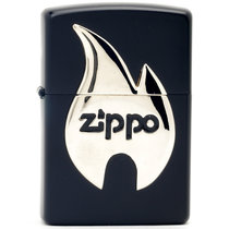 芝宝Zippo打火机 黑漆银色Zippo火焰贴章
