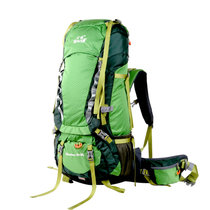 公狼登山包防水 户外背包双肩 男女旅行旅游折叠背囊 骑行徒步65L(绿色)