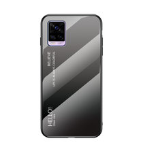 VIVO S7手机壳步步高s7渐变彩绘玻璃壳S7防摔保护套(渐变黑灰)