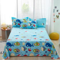 英爵家纺 全棉舒适单品床单被套单人双人床单床上用品NZ(海底世界蓝)