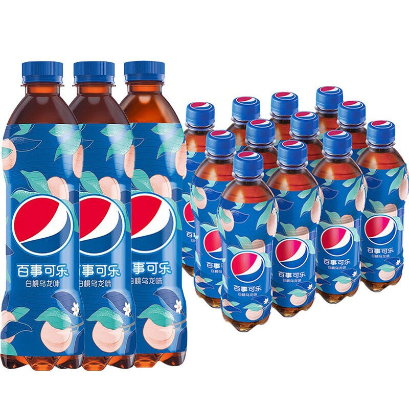 百事可乐太汽系列白桃乌龙味桂花味碳酸饮料汽水500ml*6瓶/12瓶(白桃
