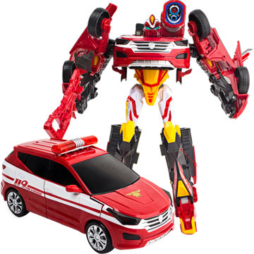 咖宝车神火警车手精英版变形汽车机器人金刚阿宝咔卡