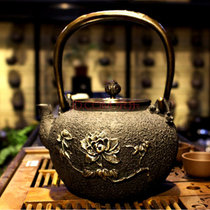 加藤松秀 日本铁壶南部关西铁器铸铁煮茶壶烧水壶铁茶壶套装 纯手工生铁老壶