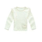 亚缇宝贝 3—6月白色肩扣抽花长袖上衣
