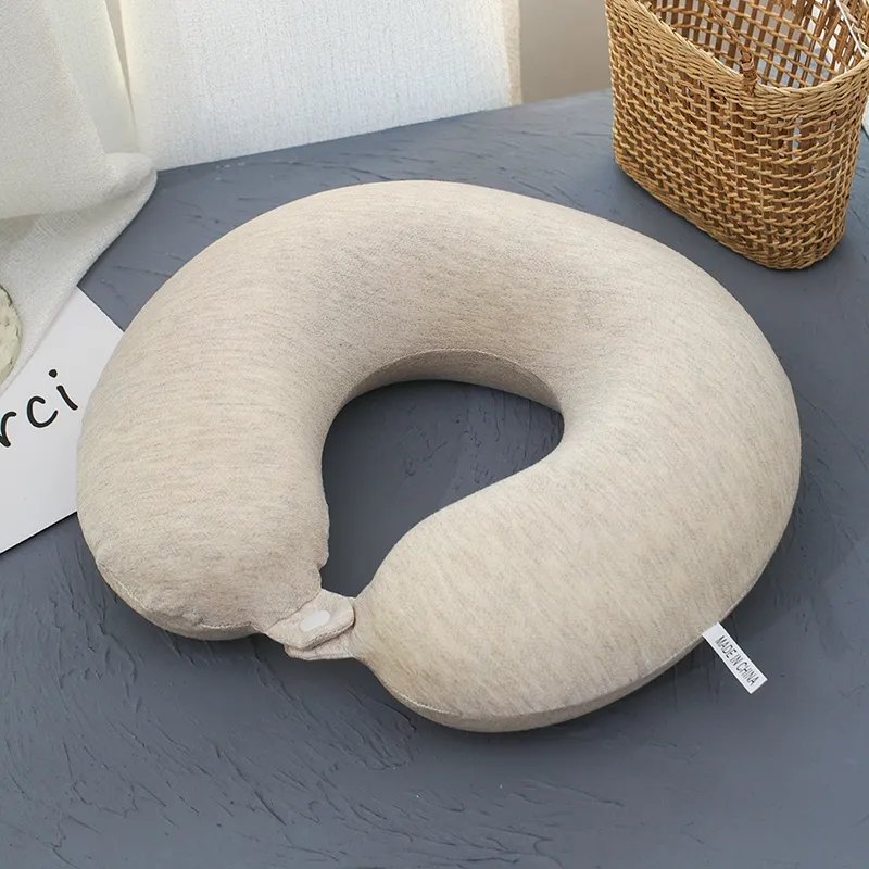 u型枕夏季记忆棉颈椎飞机u形枕护脖子汽车成人午睡学生枕头米白色记忆