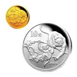 中国金币 投资收藏金银币2004年猴年本色金银纪念币1/10盎司金+1盎司银套装