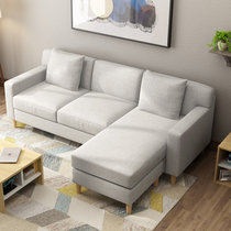 恒兴达 布艺沙发现代简约小户型三人位转角沙发组合 客厅家具 可变贵妃位(银灰色 1+2+3组合)