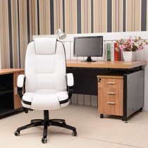 电脑椅家用布艺椅子时尚转椅老板椅办公椅子可躺椅皮艺电脑转椅(白色不可躺PU 001)