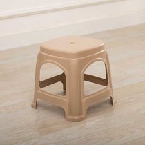 加厚塑料凳子家用板凳高凳时尚简约客厅餐桌塑胶椅经济型胶凳椅子(6个 中号卡其色无盖（高29.5CM）)