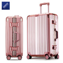 安居先森6820合金铝框PC拉杆箱行李箱 20寸粉色(粉色 20英寸)