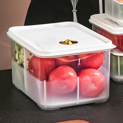 冰箱保鲜食品级收纳盒冷冻保鲜盒沥水密封整理鸡蛋盒厨房专用 分层隔板可调节顶部计时(大号)