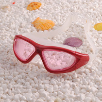 男女通用大框泳镜防水防雾透明清晰舒适大眼罩游泳眼镜(透明红色(红镜片))