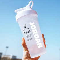 塑料超大容量水杯户外便携水壶号男女学生健身水瓶太空杯运动杯子(白透明JORDAN扣篮/600+带刻度)