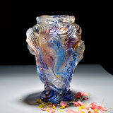 礼品琉璃花瓶摆件中国风送老外实用非物质文化遗产工艺品(小号彩色/ 默认版本)
