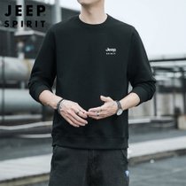 JEEP SPIRIT 1941 ESTD卫衣男新款圆领男士秋冬宽松运动时尚休闲T恤户外跑步上衣服 SS6501XXL码黑 商务休闲 户外运动