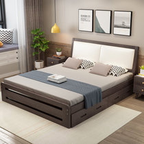 都市名门 北欧式实木床双人床主卧现代简约软包家具成人床单人床1.5m1.8米床软靠床(单床+20CM乳胶床垫 2)