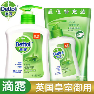 Dettol滴露 健康抑菌洗手液 植物呵护500g+300g补充装 Dettol滴露 健康抑菌洗手液 植物呵护500g+300g补充装