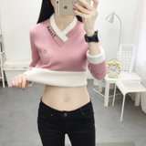 女式时尚针织毛衣9536(粉红色 均码)