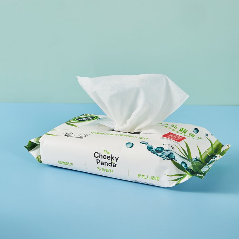 顽皮熊猫64抽竹纤维0添加宝宝湿巾婴儿纯水手口湿巾无酒精1包the