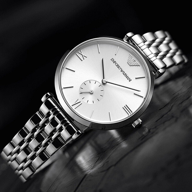 时尚品牌表安普里奥阿玛尼手表钢制表带时尚休闲石英男士腕表ar1819