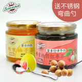 送弯曲勺 Socona蜂蜜柚子茶500g+桂圆茶500g韩国风味水果酱冲饮品