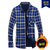 秋冬季男士长袖保暖衬衫男加厚中年商务男装加绒寸衫大码格子衬衣 值得(E605蓝白格 XL)