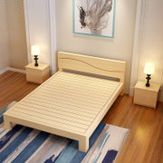 继业 1.5米实木床 1.8米松木双人大床 1.2米儿童单人床 简易型实木床(原木色裸床)