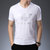 LIDEN AMANI 阿玛尼男士短袖T恤衫棉质V领中青年商务休闲时尚上衣体恤(白色 165/M)