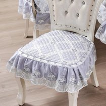 欧式加大餐椅垫椅套防滑餐桌布艺蕾丝四季通用垫中式凳子椅子坐垫(浅灰色)