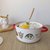 韩版ins风陶瓷泡面碗宿舍用学生可爱麦片沙拉甜品碗大容量手柄碗(干饭王专属大号 小新碗+PVC盖子)