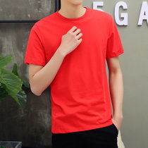 短袖T恤 夏装男士圆领净色纯色短T男装上衣潮款(红 色 4XL)