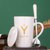杯子陶瓷马克杯带盖勺创意个性潮流情侣咖啡杯男女牛奶杯水杯家用(经典-白色款-Y)