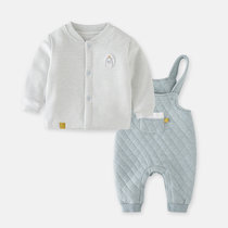 婴儿秋冬套装两件套宝宝背带冬季婴儿背带裤6-9-12个月婴儿衣服(80cm 浅绿)