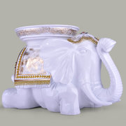 礼邦大象换鞋凳 工艺品家居装饰品创意摆件大象凳子实用时尚摆设(白色 蹲地)